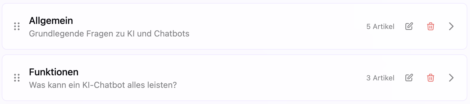 FAQ-Kategorien im ShiftBot Admin